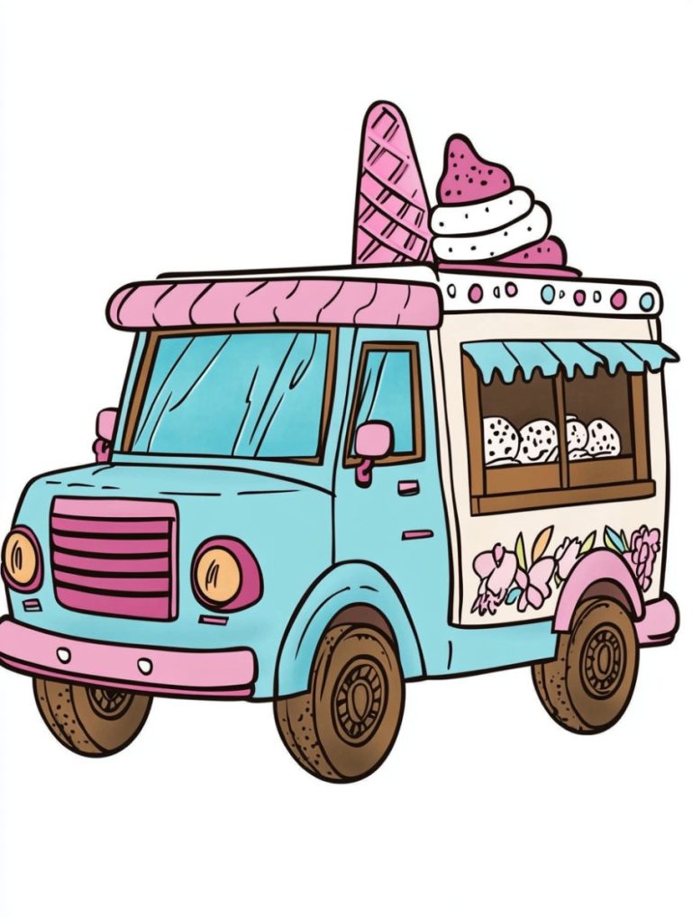 Ice cream truck coloring pages Header